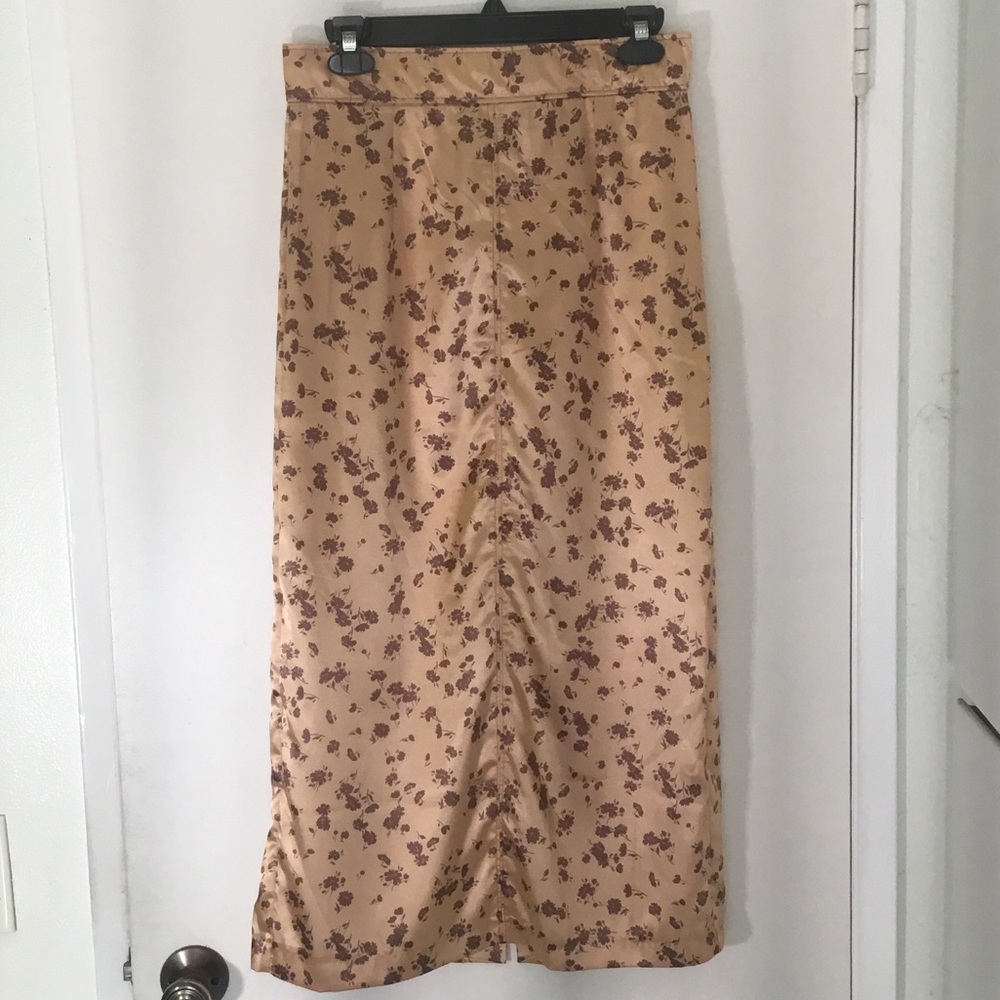 Zara Floral Maxi Skirt in Tan and Brown